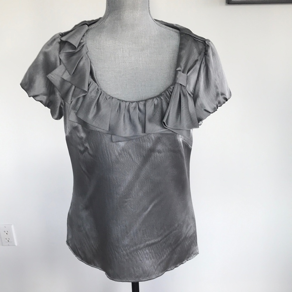 Ann Taylor Silver Silk Top, size 8
